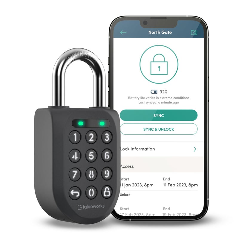 igloohome New Rugged Outdoor Smart Padlock 2E (SP2E) - Manage Access Remotely with Mobile App (iOS/Android) & Dashboard - No WiFi Needed  CEN-3  IK-09 Certified  IP68 Waterproof & 2-yr Warranty - Image 1